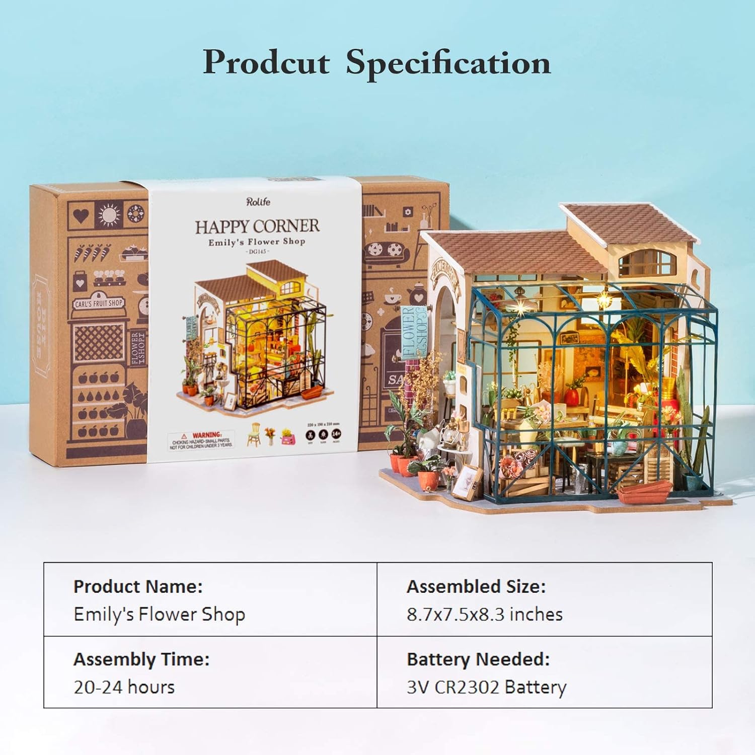 DIY Miniature Doll House Kit with Furniture for Children Adult Wooden Kits Toy (Emily's Flower Shop)