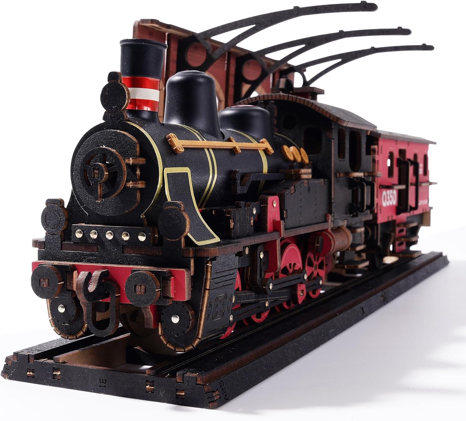 3D Puzzles for Adults Wooden Puzzle DIY Model Steampunk Train Kit to Build Wood Craft Kit Toy Hobby Gift Home Decor (Steam Journey)-uFunSpace