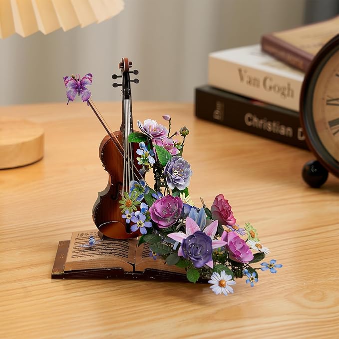 3D Metal Puzzles for Adults, Cello 3D Metal Model Kits for Adults to Build, DIY Flower Model Building Kit for Ages 14+ Adults Women Men, Difficult DIY for Assembly, Birthday Gifts for Women Men Hobby-uFunSpace