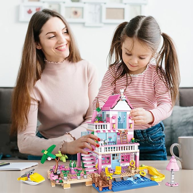 Seaside Beach Villa Friends Building Set Compatible with Lego Friends Construction Educational Toy for Kids Age 8-12 and Up 822 PCS-uFunSpace
