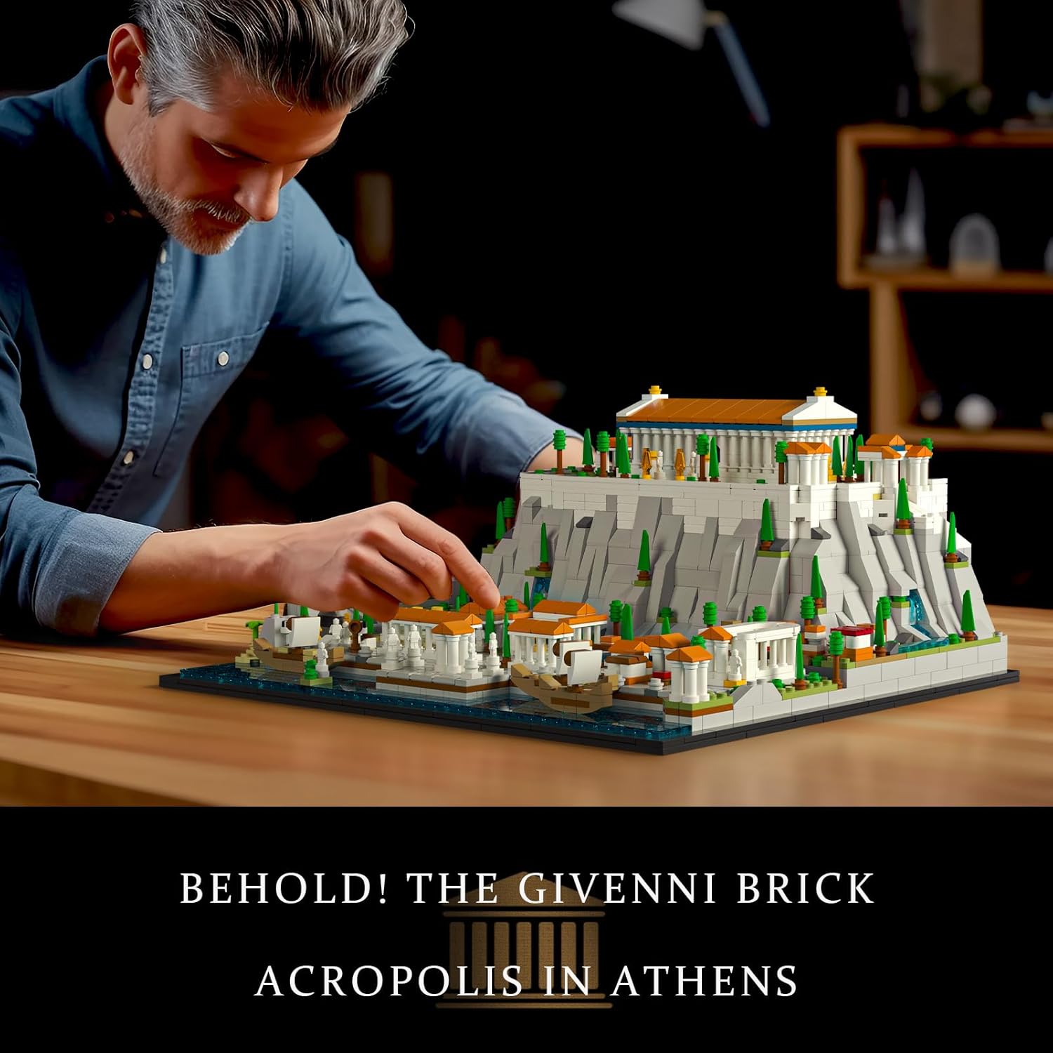 Architecture Landmark Collection The Acropolis in Athens Building Block Set; Collectible Model for Adults; LEGO Compatible (1,947 pieces)-uFunSpace