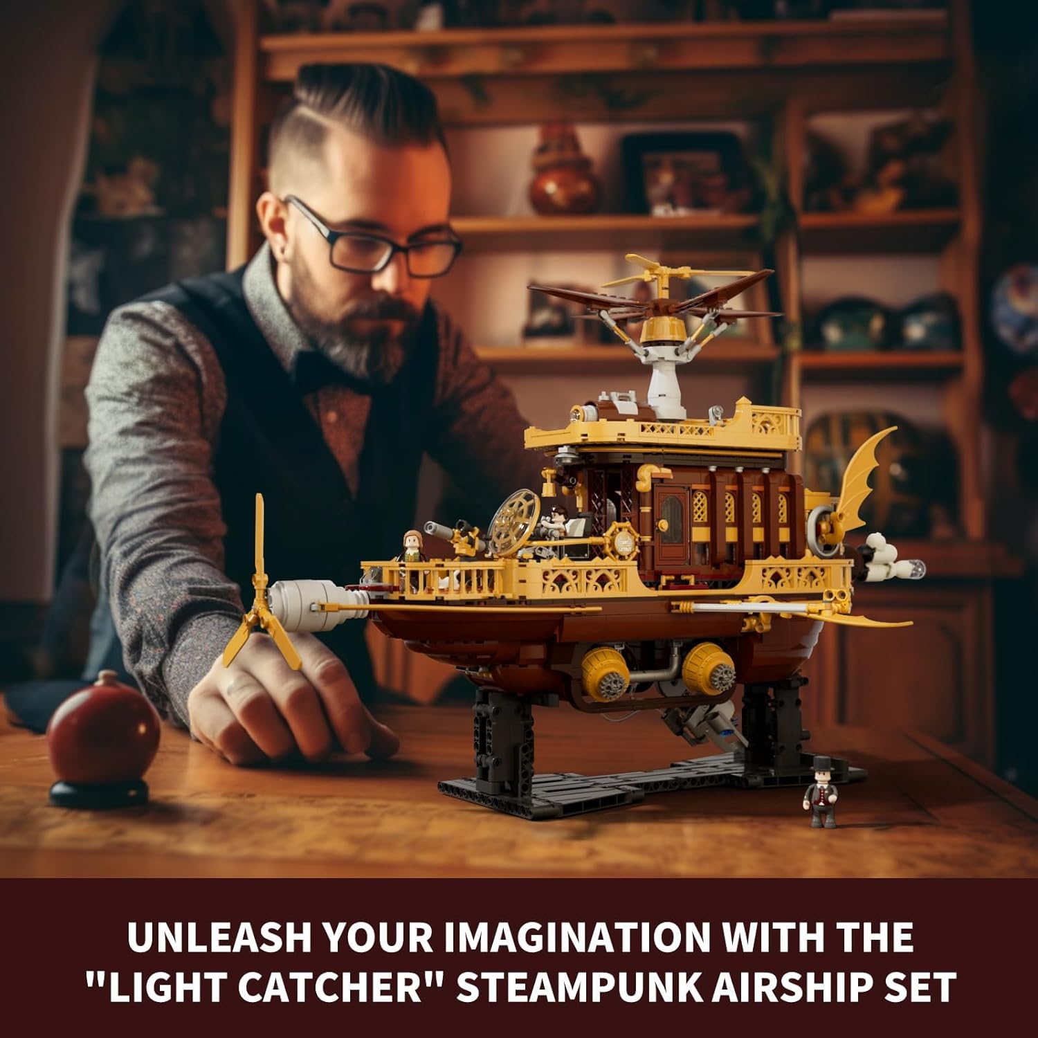 Steampunk Airship 'Light Catcher' - 1641 PCS Adult Construction Building Model Set for Adults and Teen-uFunSpace