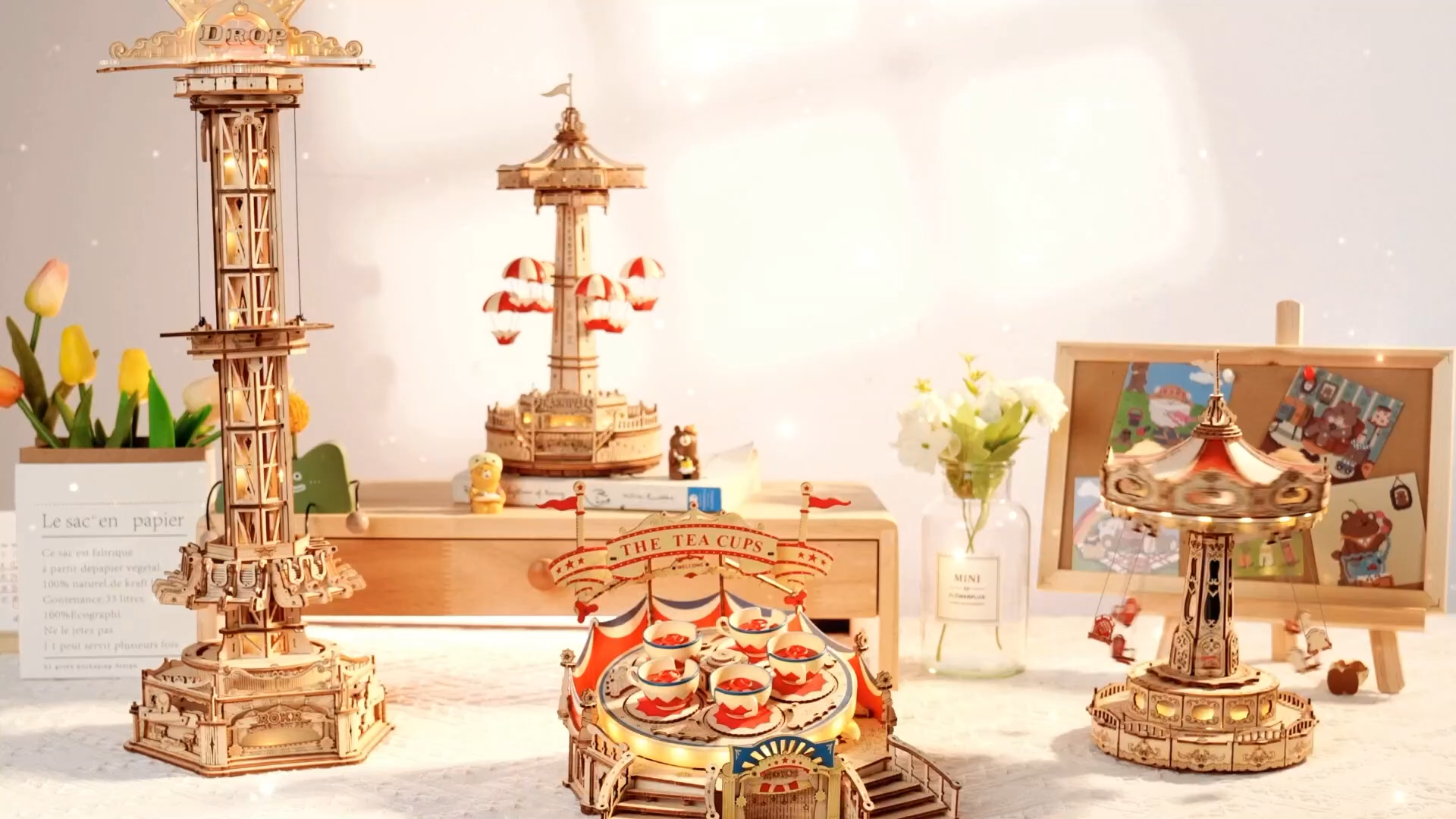 3D Wooden Puzzles for Adults-LED Wooden Music Box Kits-Wood Model Kits to Build-3D Puzzles for Kids and Adults-Christmas STEM Toy Gifts