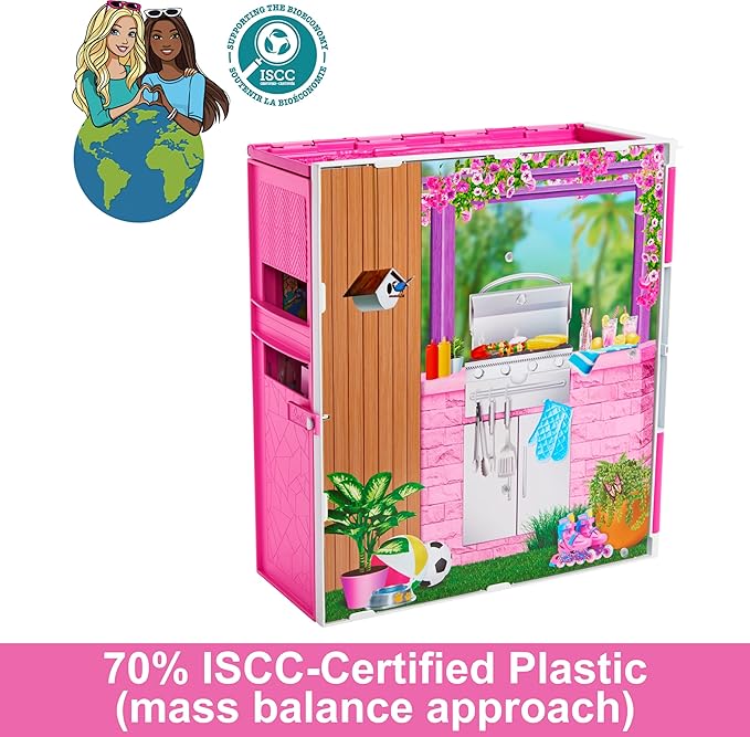 Doll House Playset, Getaway House with 11 Accessories Including 2 Chairs, 4 Play Areas & 360-degree Play-uFunSpace