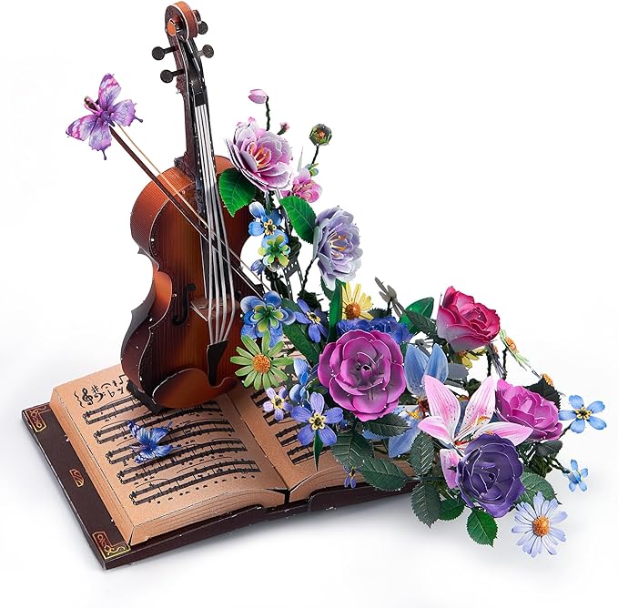 3D Metal Puzzles for Adults, Cello 3D Metal Model Kits for Adults to Build, DIY Flower Model Building Kit for Ages 14+ Adults Women Men, Difficult DIY for Assembly, Birthday Gifts for Women Men Hobby-uFunSpace