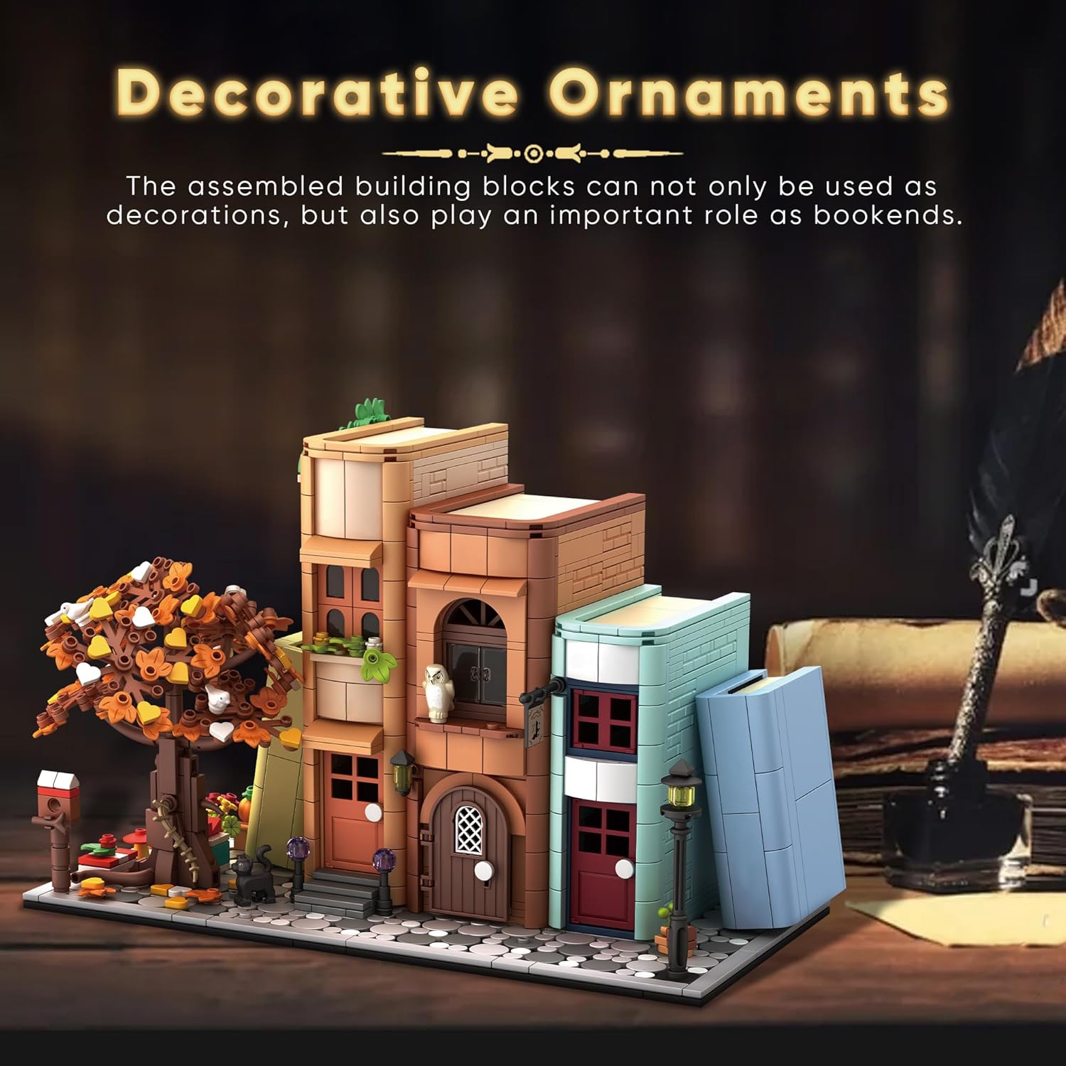 Bookend Magic House Building kit, Home Decorative for Building Block Toy, Bookcase Miniature House Model Building, Cool Bookshelf Organizer and Home Decor 1488pcs-uFunSpace