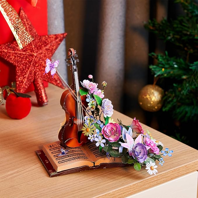 3D Metal Puzzles for Adults, Cello 3D Metal Model Kits for Adults to Build, DIY Flower Model Building Kit for Ages 14+ Adults Women Men, Difficult DIY for Assembly, Birthday Gifts for Women Men Hobby-uFunSpace