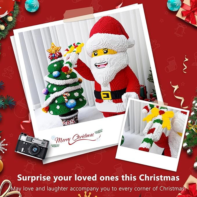 Christmas Santa Claus Building Set - 48740 Pieces Challenging Micro Stacking Brick Toy for Adults, Unique DIY and Creative Festive Home Decoration-uFunSpace