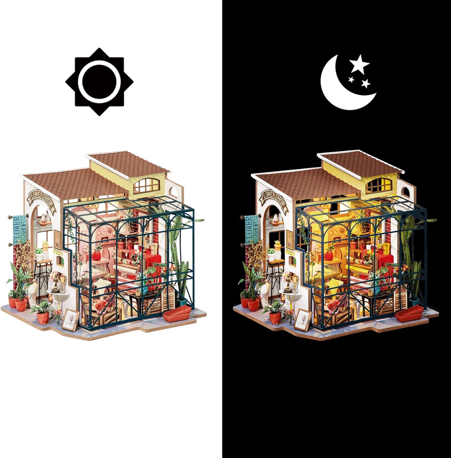 DIY Miniature Doll House Kit with Furniture for Children Adult Wooden Kits Toy (Emily's Flower Shop)
