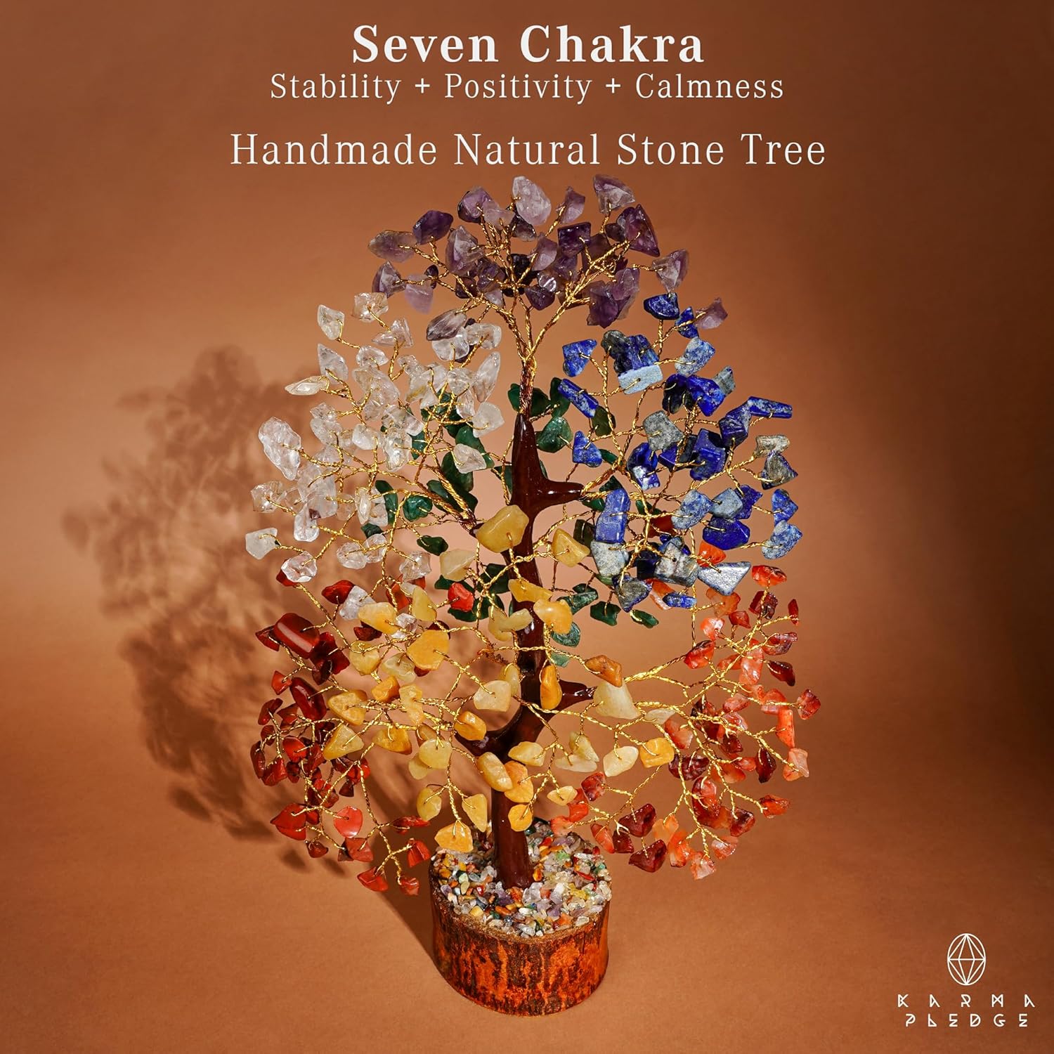 Crystal Tree of Life 7 Chakra Healing Crystal Trees for Home Decor, Office Desk Decor, Living Room Decor, Handmade Bonsai Trees for Positive Energy, Money, Good Luck Birthday Gifts for Women, Mom-uFunSpace