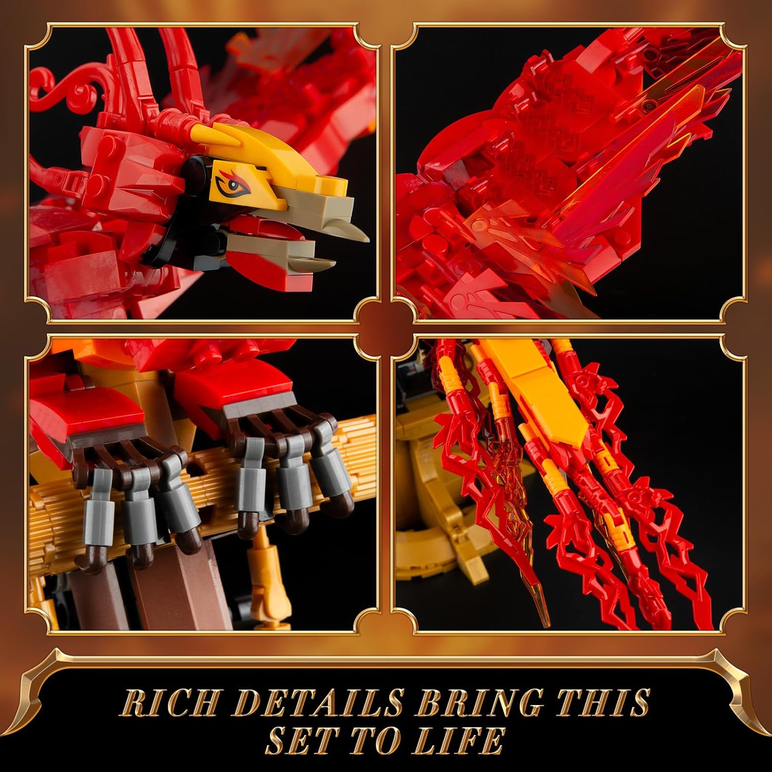 Phoenix Building Set, Bird Animals Set Wings Adjustable Building Kit, Collectible Magic HP Model Toys Gifts for Adults Kids Fans 12+ (938 PCS)-uFunSpace