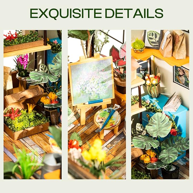 DIY Dollhouse Wooden Miniature Furniture Kit Mini Green House with LED Best Birthday Gifts-uFunSpace