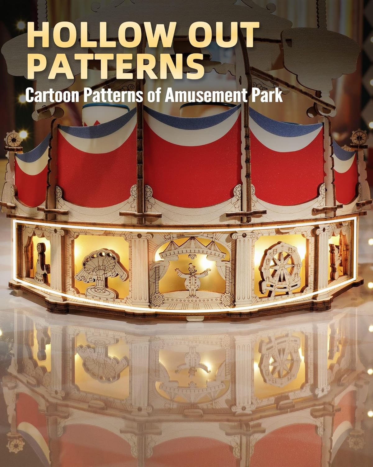 3D Wooden Puzzles for Adults-LED Wooden Music Box Kits-Wood Model Kits to Build-3D Puzzles for Kids and Adults-Christmas STEM Toy Gifts-uFunSpace