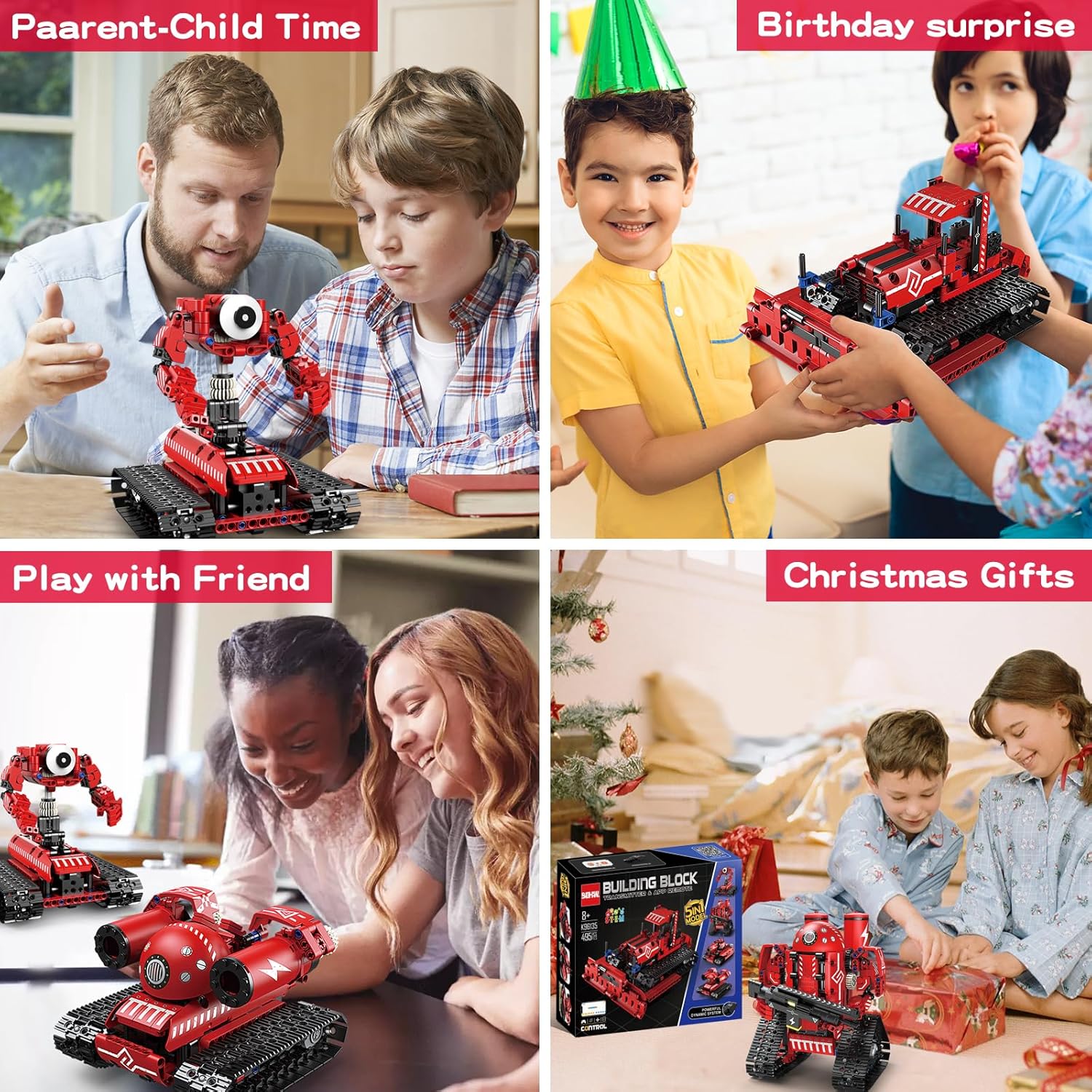 Technique Car Building Blocks Set, Science Kits for Kids Age 8-12, STEM 5in1 Remote & APP Control Tracked/Robot/Bulldozer/Tank, Building Toy Gifts for Boys Girls 8-16, (495 PCS)-uFunSpace