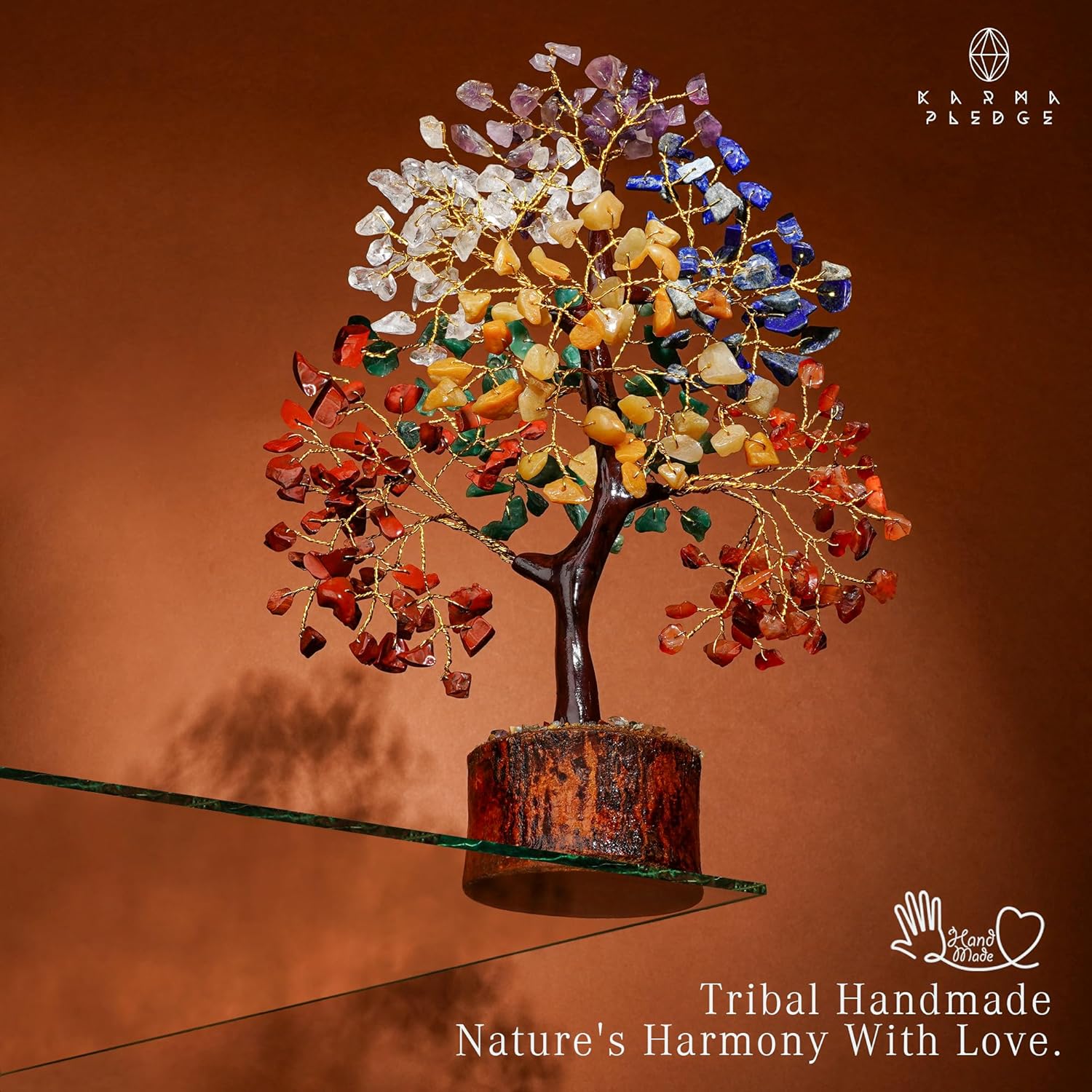 Crystal Tree of Life 7 Chakra Healing Crystal Trees for Home Decor, Office Desk Decor, Living Room Decor, Handmade Bonsai Trees for Positive Energy, Money, Good Luck Birthday Gifts for Women, Mom-uFunSpace