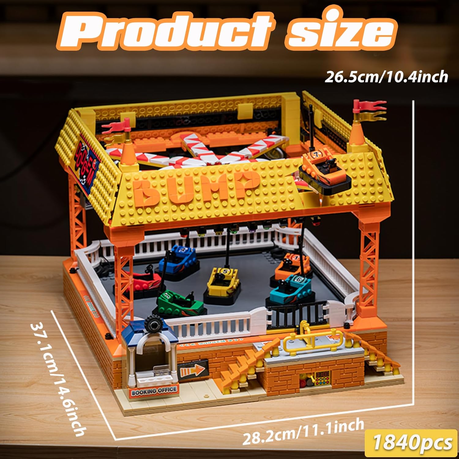 Bumper Cars Building Blocks Set. Large Amusement Park Model Kit for Teen Boys Son, Girls, Nephews, Block Lovers. Kids Puzzles with Motors, Christmas Children's Day Birthday Gifts-1840 PCS-uFunSpace