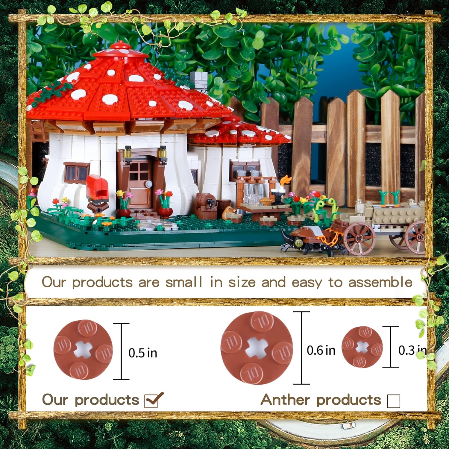 2233PCS Mushroom House Building Blocks,Creative Ideals Treehouse Building Blocks, Best Present for 6+ Boys, Girls or Adults-uFunSpace