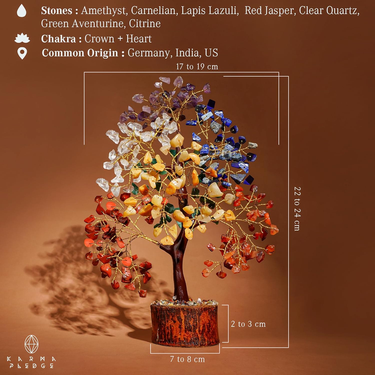 Crystal Tree of Life 7 Chakra Healing Crystal Trees for Home Decor, Office Desk Decor, Living Room Decor, Handmade Bonsai Trees for Positive Energy, Money, Good Luck Birthday Gifts for Women, Mom-uFunSpace