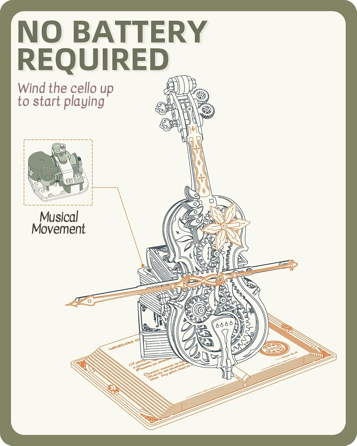 3D Wooden Puzzles for Adults,Wooden Music Box Kits-Cello Wood Model Kits for Adults to Build,Stem Projects for Kids Ages 12-16,Birthday Gifts Hobbies for Women Men-uFunSpace