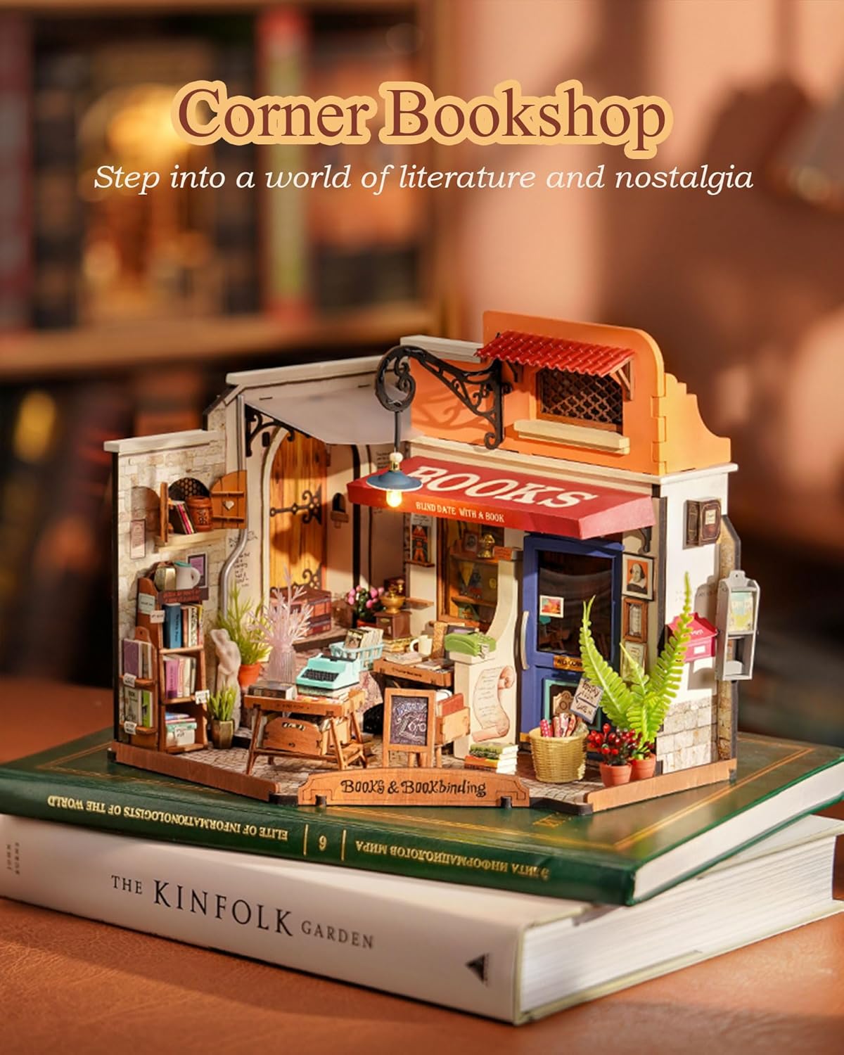 DIY Miniature House Kit 1:20 Scale Bookstore, Build Mini House Building Kit with LED Lights Craft Kits for Aduls Gifts for Him Her-uFunSpace