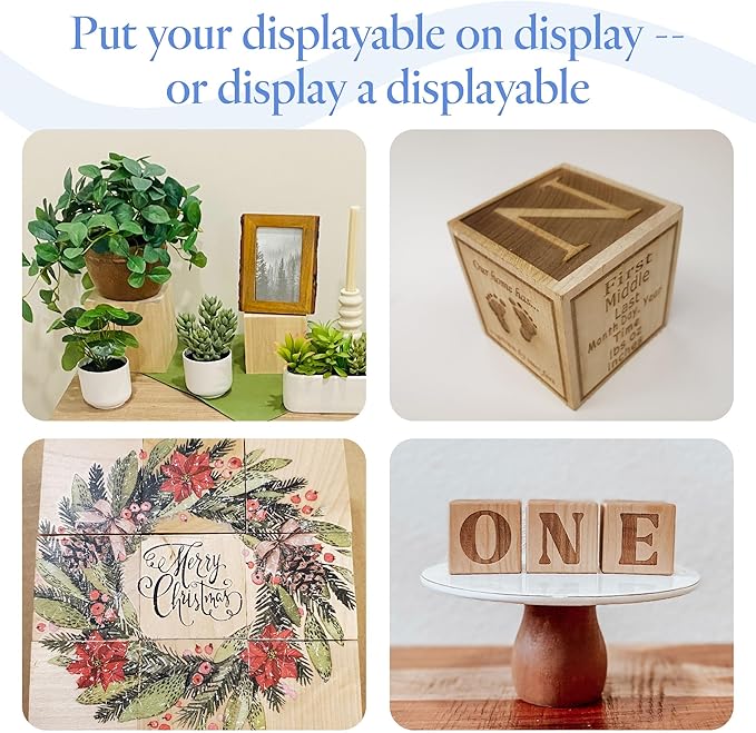 4 inch large wood blocks, 10 square wood blocks, suitable for DIY, crafts and decoration.