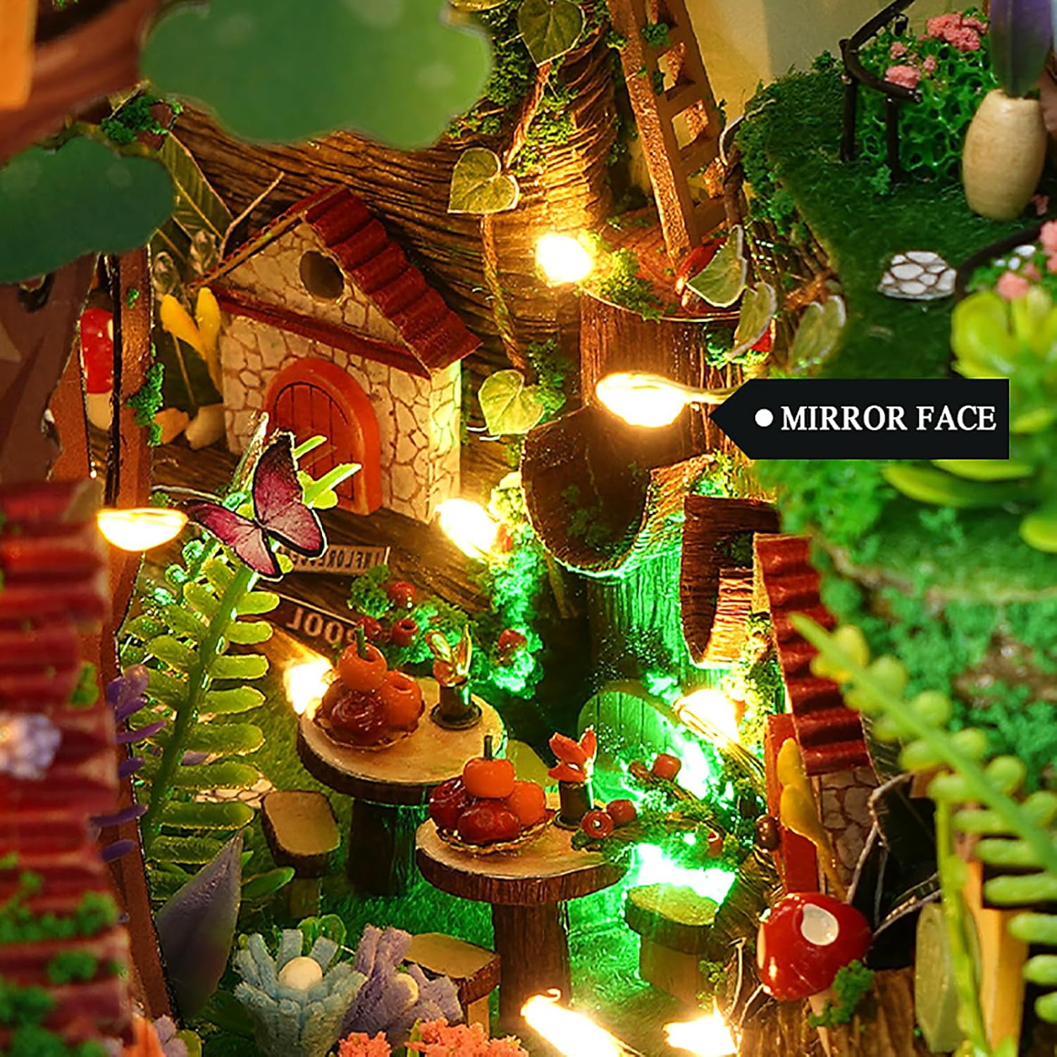 Close-up of the Firefly Forest interior showing the mirror face that creates a depth illusion.