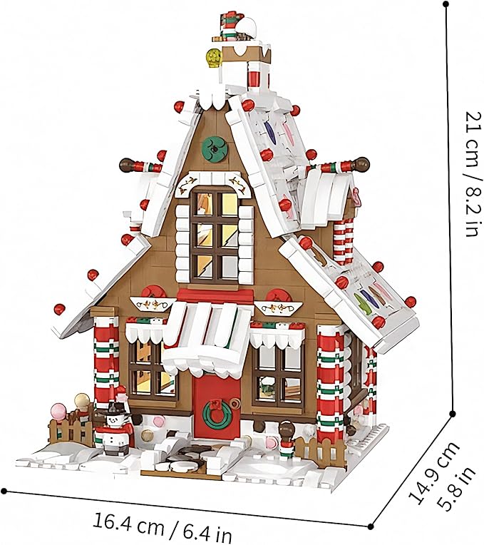 Christmas Gingerbread House kit Building Block Bricks Set, A Great Holiday Present Idea for Christmas (1,455 Pieces) Modular Building Great for Teens and Adults-uFunSpace