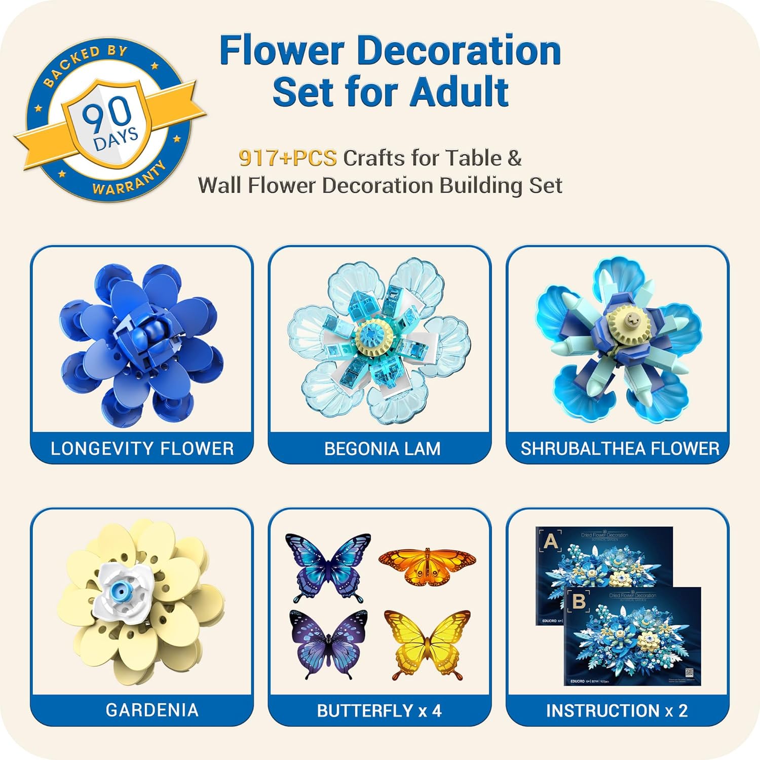 Flowers Building Set, Flower Centerpiece Building Blocks for Adults, Kids, Boys, Girls, Botanical Collection Crafts Set for Table or Wall Decor, Ideal Gifts for Mother's Day, Valentines Day, Birthday-uFunSpace
