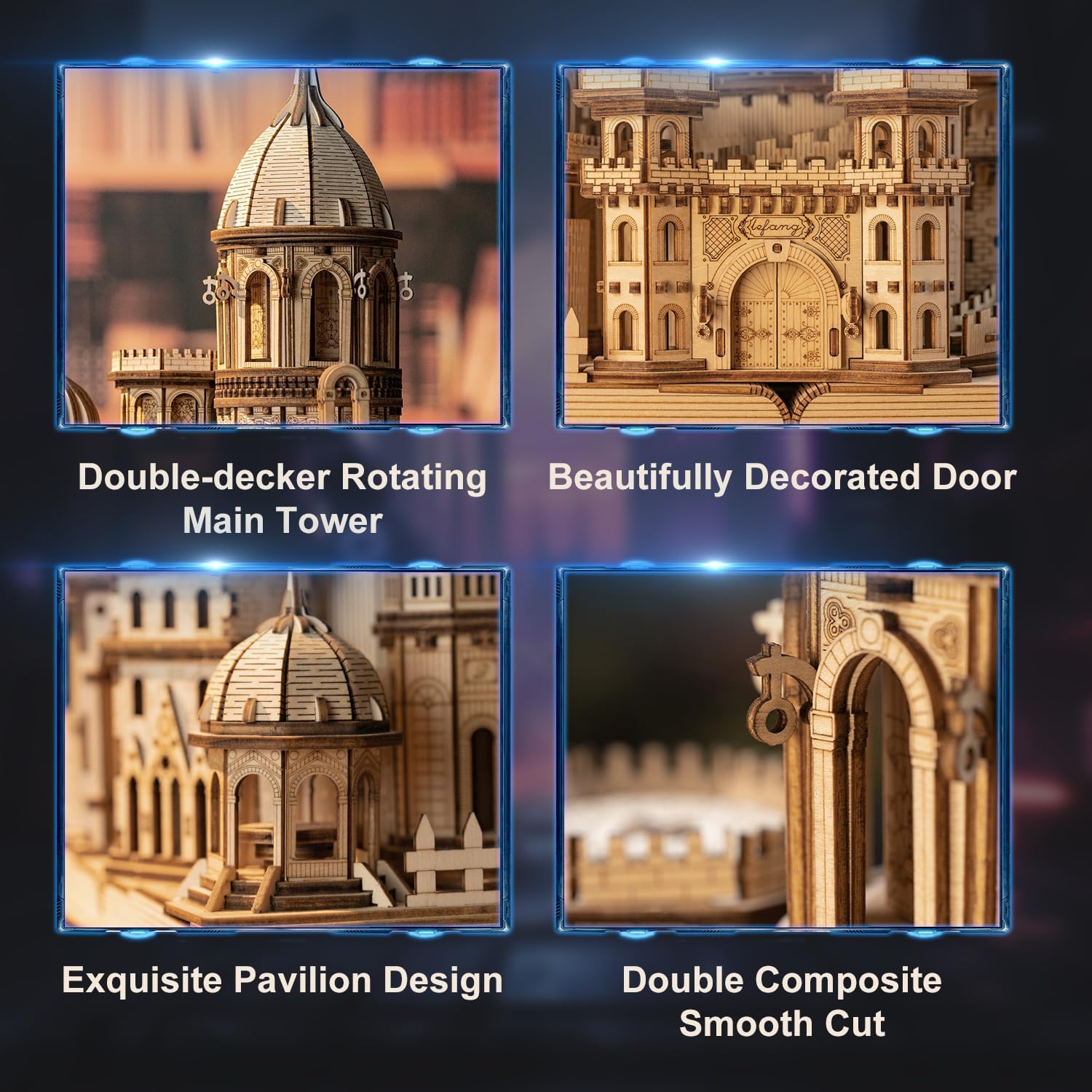 3D Wooden Puzzles DIY Mechanical Wooden Wide Model Kit 1000 Pcs 3D Puzzles for Adults Teens 14+Years Puzzle Enthusiasts Box Clockwork Enchanted Castle-uFunSpace
