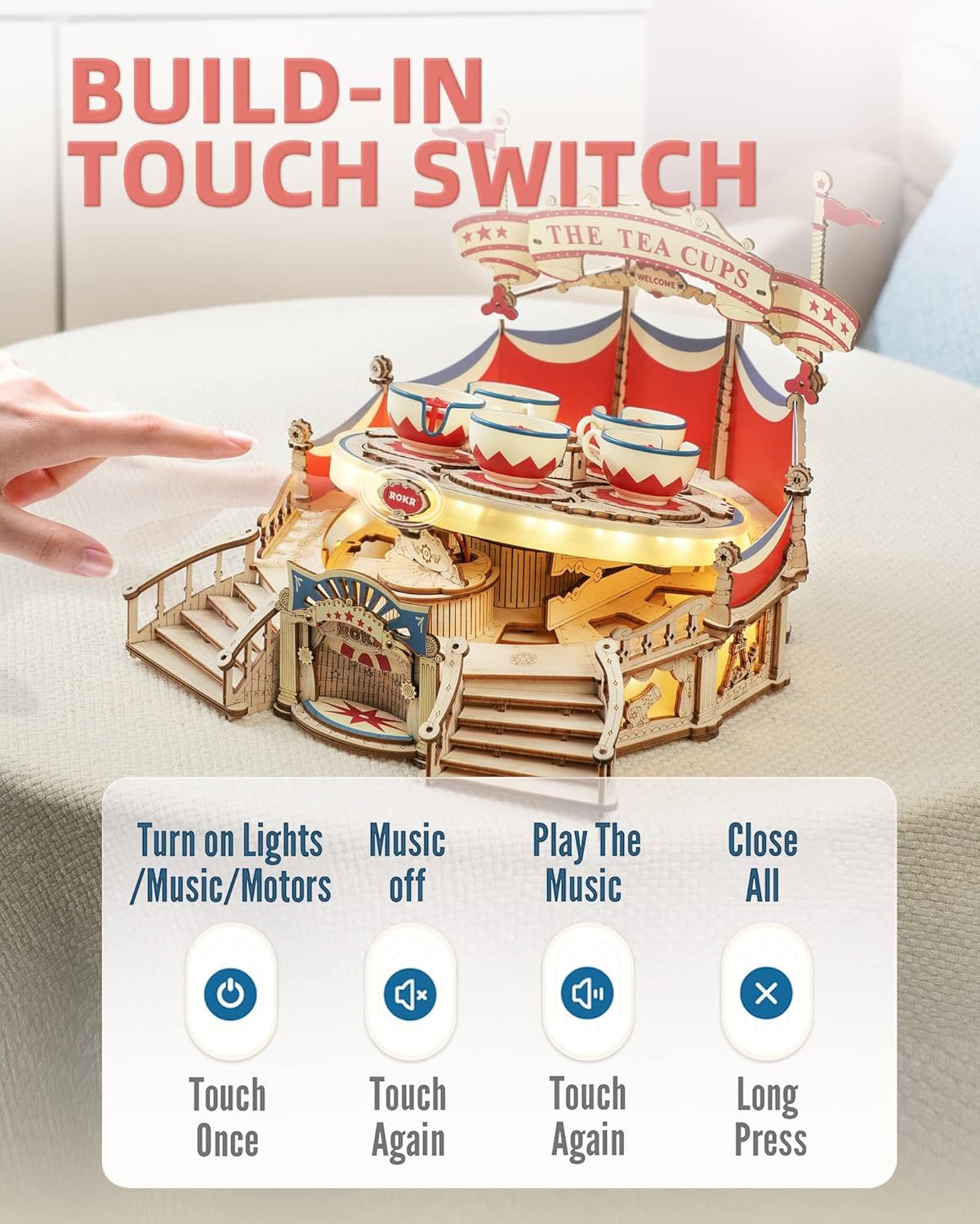 3D Wooden Puzzles for Adults-LED Wooden Music Box Kits-Wood Model Kits to Build-3D Puzzles for Kids and Adults-Christmas STEM Toy Gifts-uFunSpace