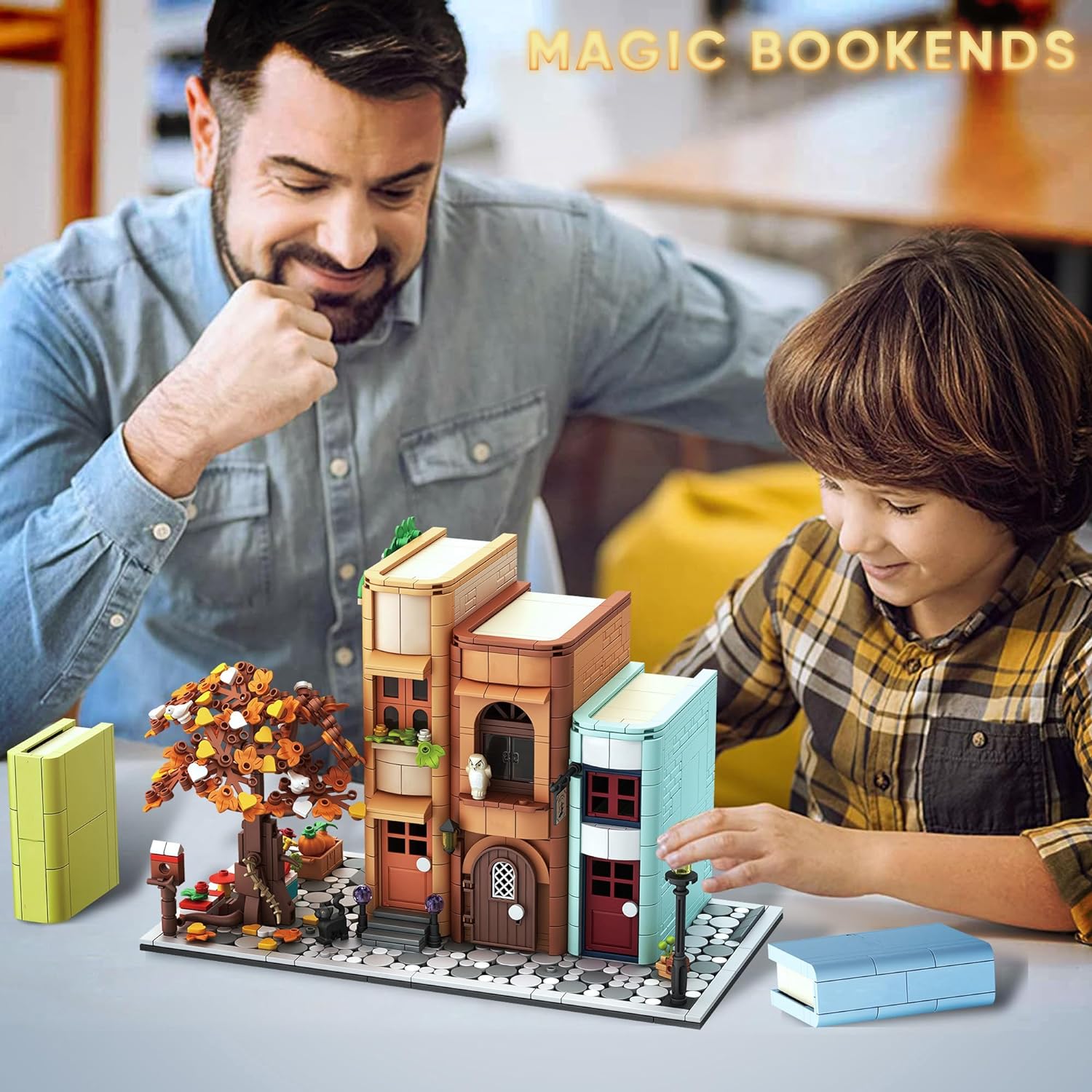 Bookend Magic House Building kit, Home Decorative for Building Block Toy, Bookcase Miniature House Model Building, Cool Bookshelf Organizer and Home Decor 1488pcs-uFunSpace