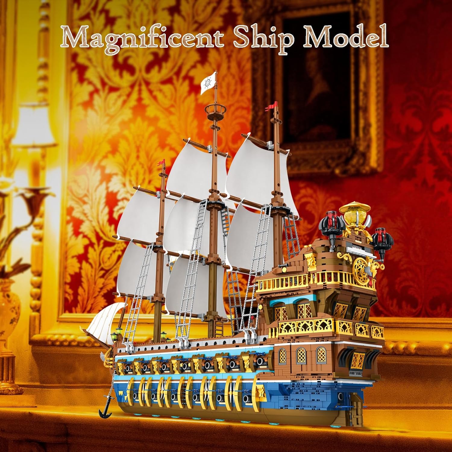 Pirate Ship Building Sets for Adults, Gorgeous Royal Fleet Ship with Tiered Design, Attractive Pirate Toys Building Blocks Pirate Ship Large Model, Gifts for Teens Adults(3162 Pieces)-uFunSpace