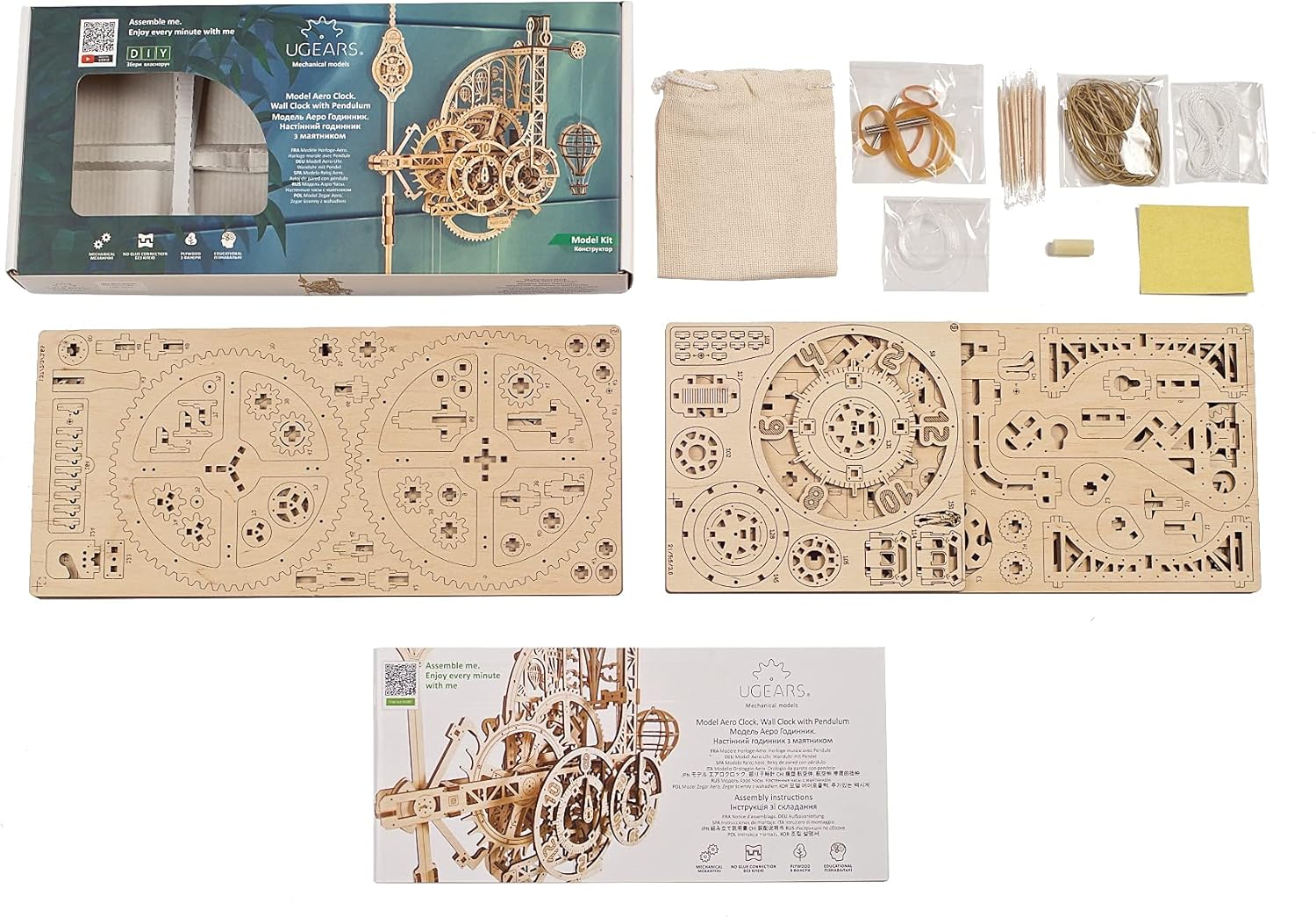 Wooden 3D Puzzles for Adults Aero Clock - Mechanical Puzzles For Adults, Wall 3D Clock Puzzle with Pendulum Model Kit - DIY Miniature Kit Crafts For Adults - Gift for Dad, Men, Family - 320 Pcs-uFunSpace