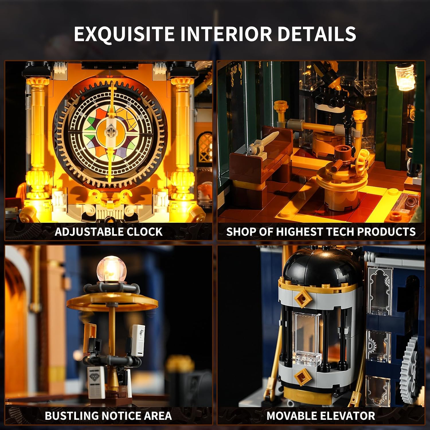 Steampunk Trading Center Lighting Building-Bricks Set - Steampunk World Architecture Model LED Light Construction Building Set 2680 Pcs for Adults and Teen-uFunSpace