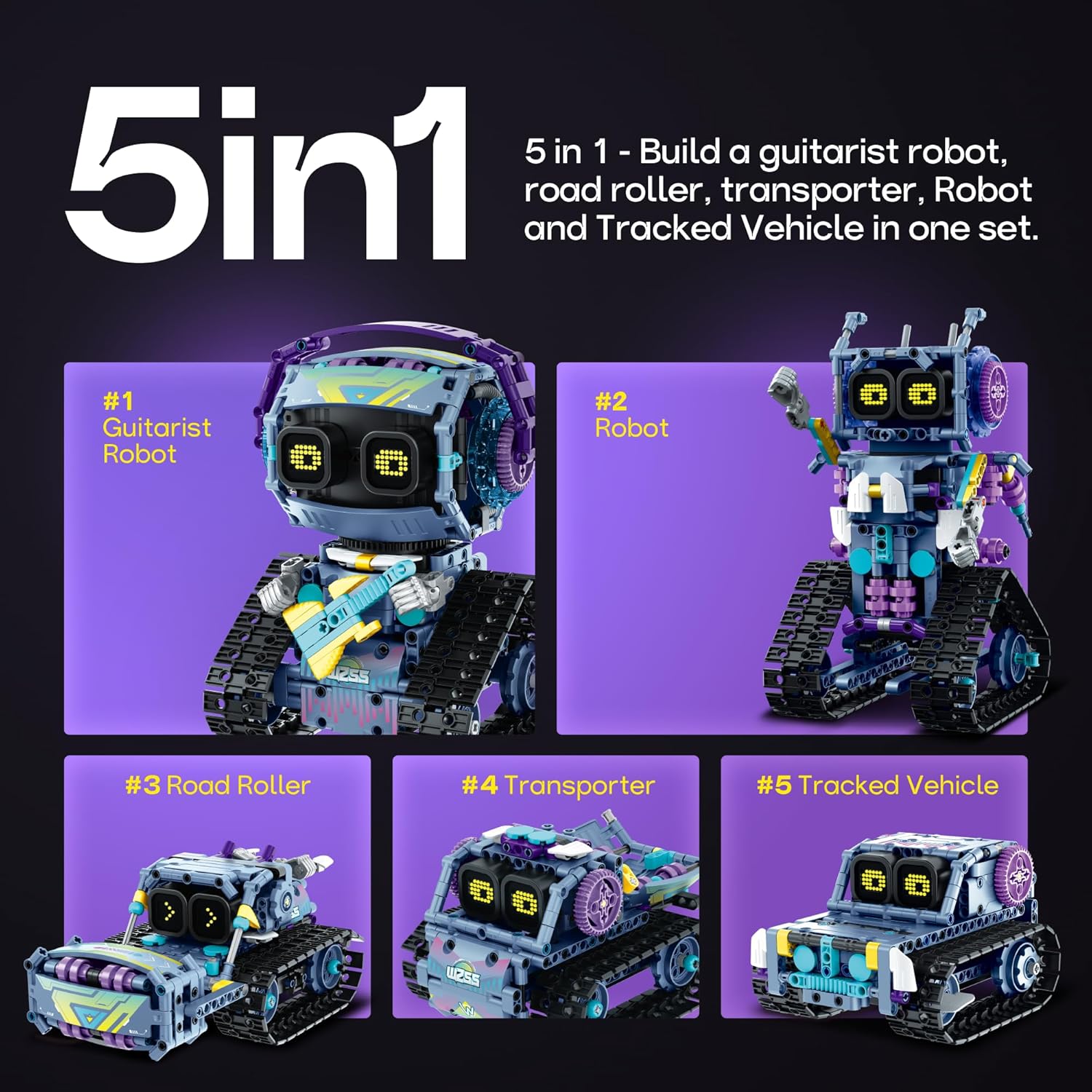 Robot Building Blocks Kit with Remote Control Christmas STEM Gift for Boys Aged 8-12, Coding Robot Project Birthday Creative Toy - Build 5 in 1 Model, Total 433 Pieces-uFunSpace