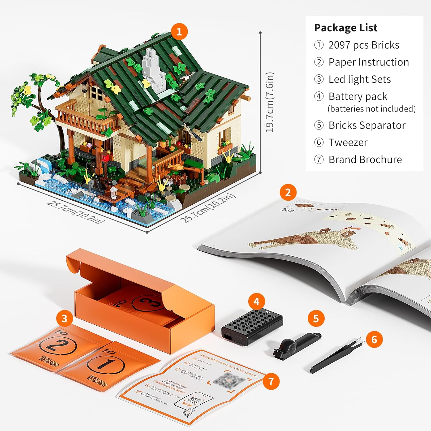 Lakeside-Lodge Building Set with LED Lights - Construction Building Model Set 1969 PCS for Teen and Adults with Lighting Kit-uFunSpace