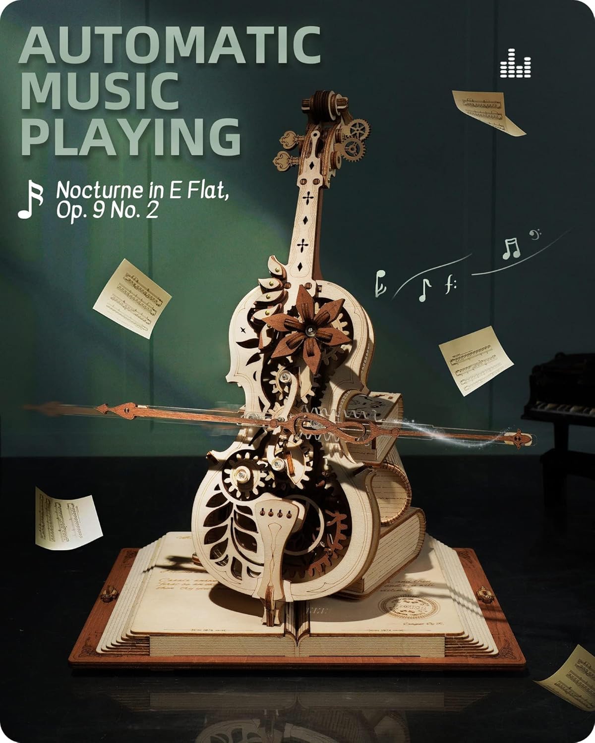 3D Wooden Puzzles for Adults,Wooden Music Box Kits-Cello Wood Model Kits for Adults to Build,Stem Projects for Kids Ages 12-16,Birthday Gifts Hobbies for Women Men-uFunSpace