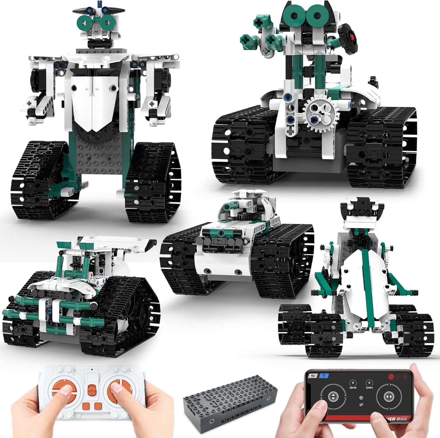 Technique Car Building Blocks Set, 13in1 Remote & APP Control Tracked Racer/Robot/Truck/Tank/Plane, STEM Kits for Kids Age 8-10, Building Toy Gifts for Boys Girls 8-16, (550 PCS)-uFunSpace