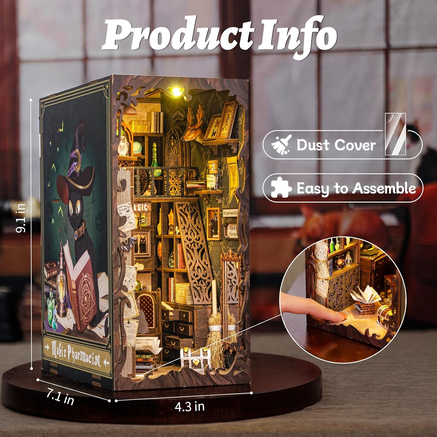 Book Nook Kit, DIY Booknook Miniature House Tiny House 3D Wooden Puzzle Dollhouse Kit for Adults and Teens, Bookshelf Insert Decor, DIY Craft Gift Model Build-uFunSpace