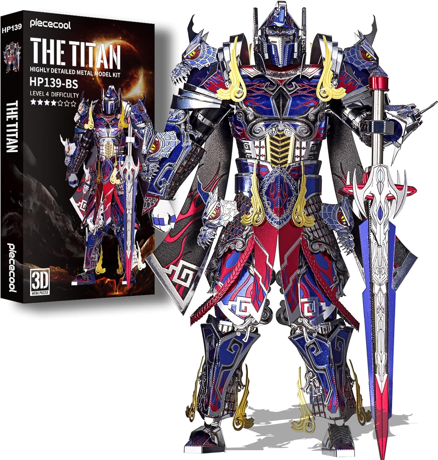 3D Metal Puzzles Mecha Model Kits-The Titan Figure Model Building Blocks Kits for Adults, DIY Brain Teaser 3D Puzzle for Men Teen Students Hobbies Fidget Toys Gifts -157 Pcs-uFunSpace