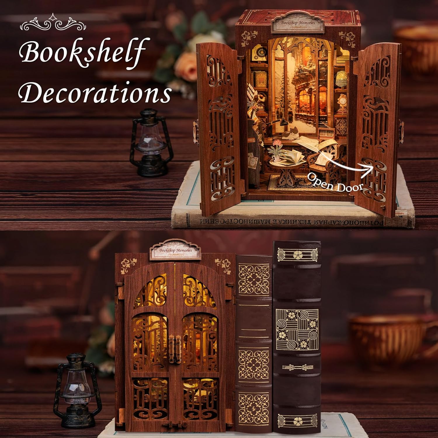 Book Nook Kit - DIY Miniature House Kit for Adults, 3D Wooden Puzzle Dollhouse Booknook Library Model Build Bookshelf Decor, Gifts for Family, Friends-uFunSpace