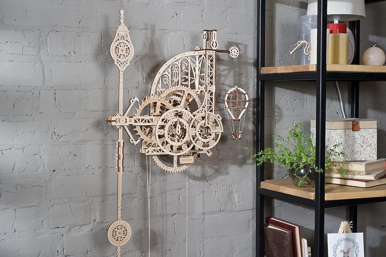 Wooden 3D Puzzles for Adults Aero Clock - Mechanical Puzzles For Adults, Wall 3D Clock Puzzle with Pendulum Model Kit - DIY Miniature Kit Crafts For Adults - Gift for Dad, Men, Family - 320 Pcs-uFunSpace