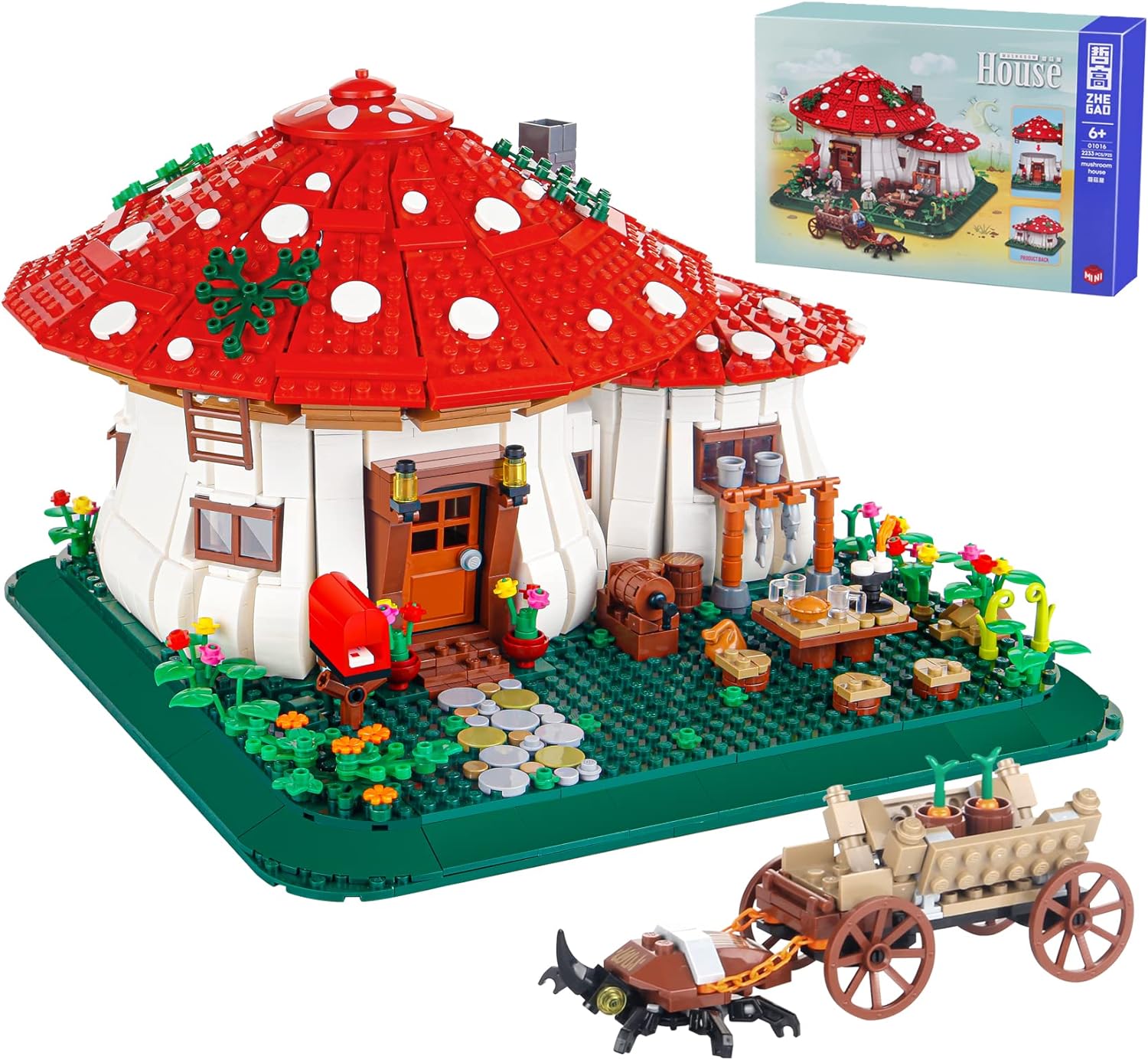 2233PCS Mushroom House Building Blocks,Creative Ideals Treehouse Building Blocks, Best Present for 6+ Boys, Girls or Adults-uFunSpace