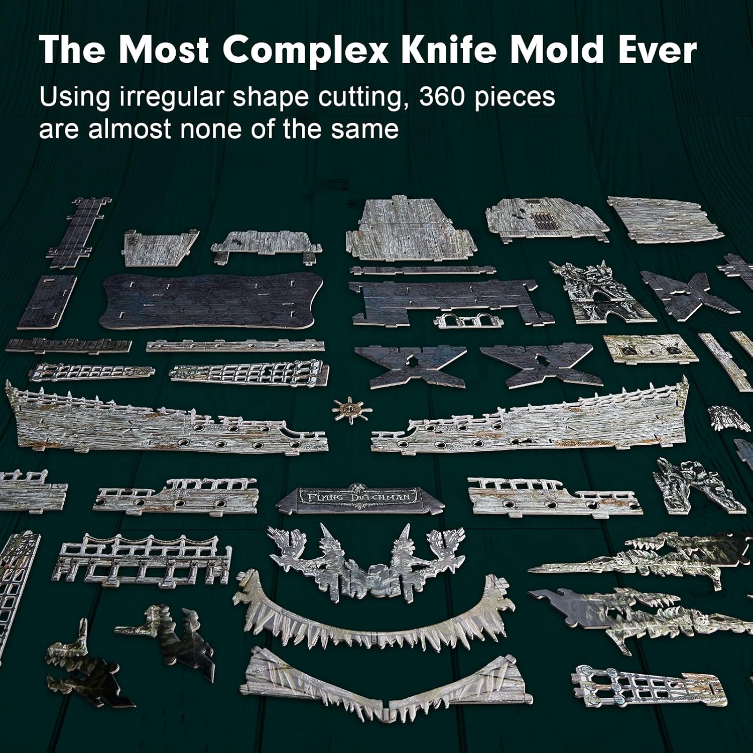 3D Puzzles for Adults Green LED Flying Dutchman, 360 Pieces Haunted Pirate Ship Arts & Crafts for Adults Gifts for Men Women Model Kit, Lighting Ghost Ship 2024 Easter Gifts Christmas Gift-uFunSpace