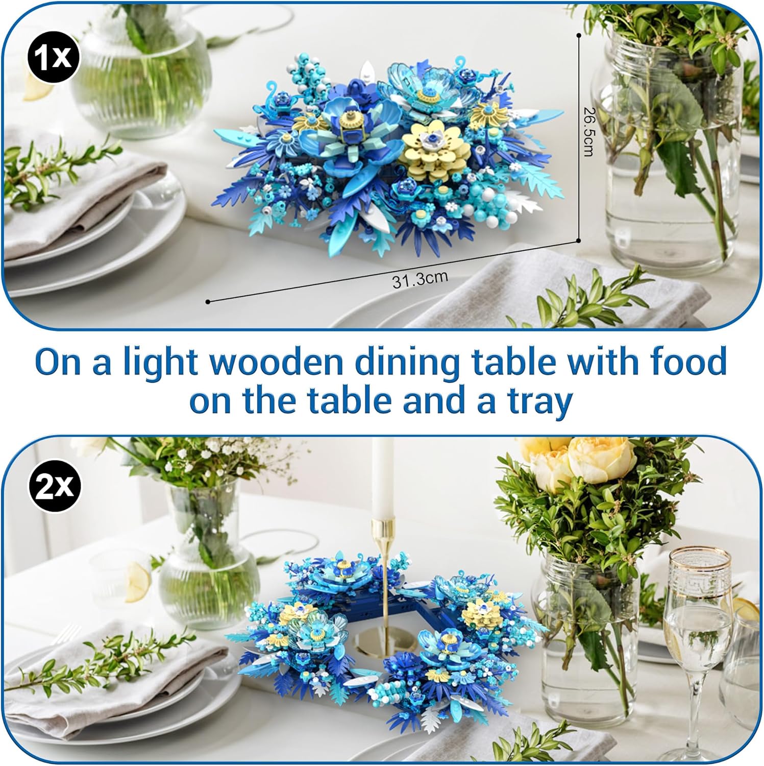 Flowers Building Set, Flower Centerpiece Building Blocks for Adults, Kids, Boys, Girls, Botanical Collection Crafts Set for Table or Wall Decor, Ideal Gifts for Mother's Day, Valentines Day, Birthday-uFunSpace