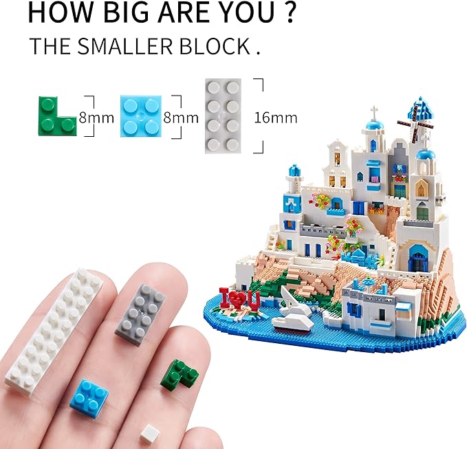 Aegean Sea Santorini Miniature Architecture Building Set Model Building Kits Creative Building Series Building Blocks Adult Gift 5810 PCS-uFunSpace