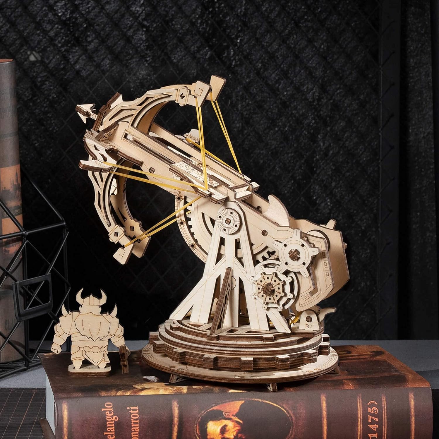 3D Wooden Puzzles for Adults, DIY Wooden Ballista Launcher Toys Building Model Kits STEM Projects Toys for Boys/Girls-uFunSpace