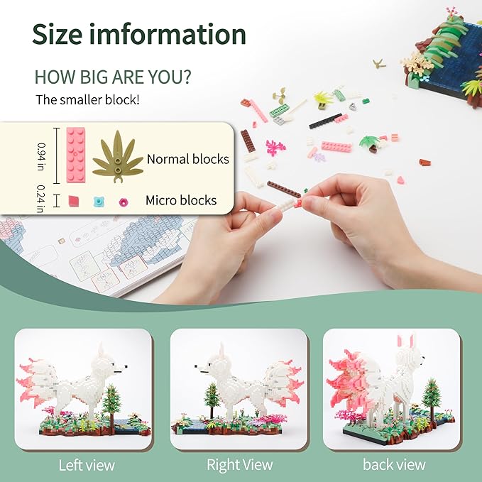 Forest Animal Micro Building Blocks Set - Nine Tailed Fox Stand in Lawns - Flowers and Trees, 4160 PCS Collectible Building Toy Gift for Adults and Kids Ages of 14+-uFunSpace