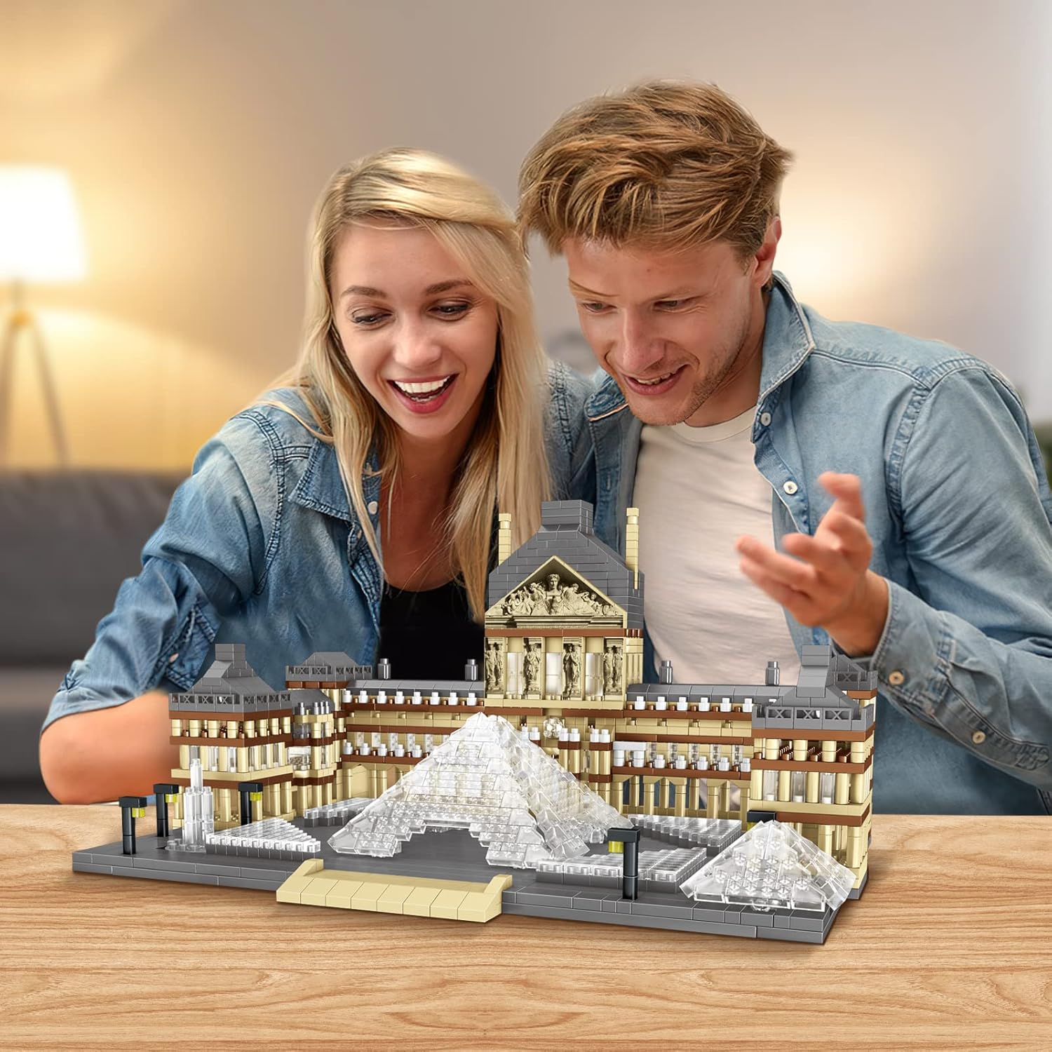 Architecture Louvre Micro Building Blocks Set,3377 Pcs World Famous Architectural Paris Louvre Museum Model Micro Bricks Toys Gifts for Adult Kids-uFunSpace