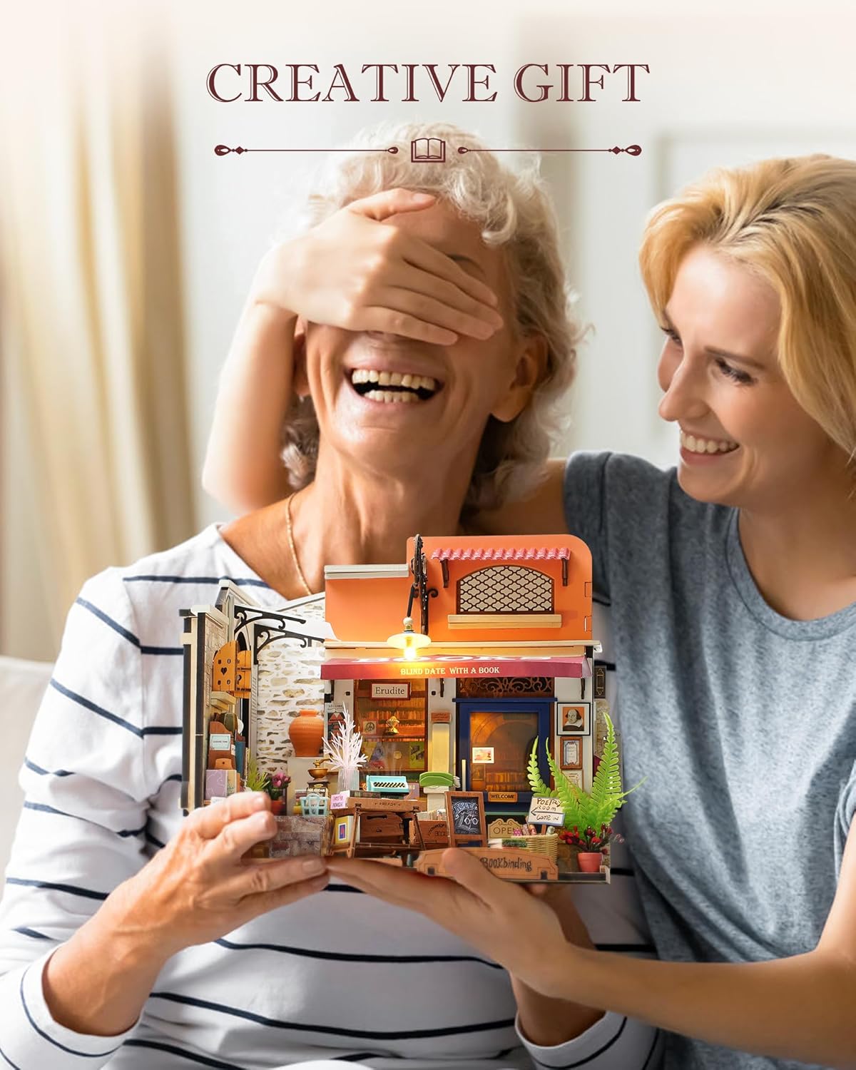 DIY Miniature House Kit 1:20 Scale Bookstore, Build Mini House Building Kit with LED Lights Craft Kits for Aduls Gifts for Him Her-uFunSpace